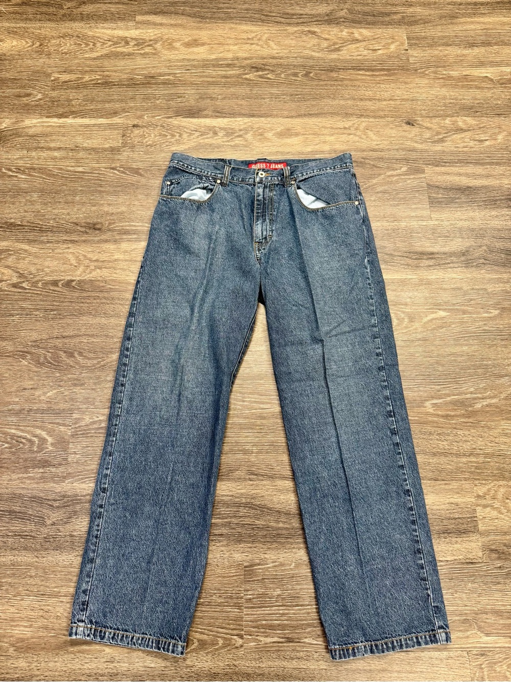 Vintage Y2K GUESS Jeans Men’s 36x32 Baggy Straight Leg Medium Wash